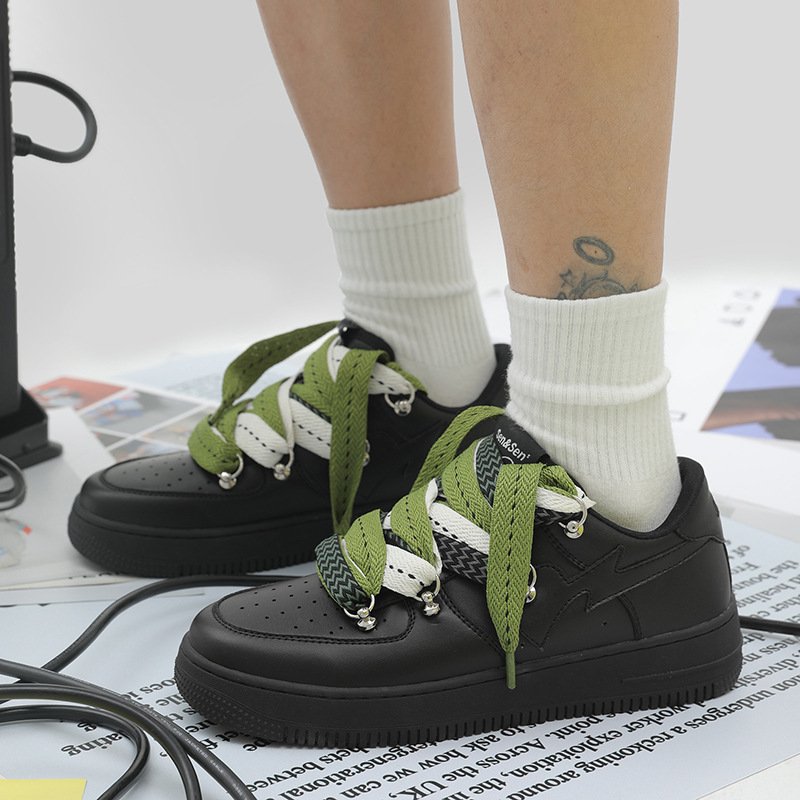 Women Lace-up Platform Casual Shoes Black - Image 5