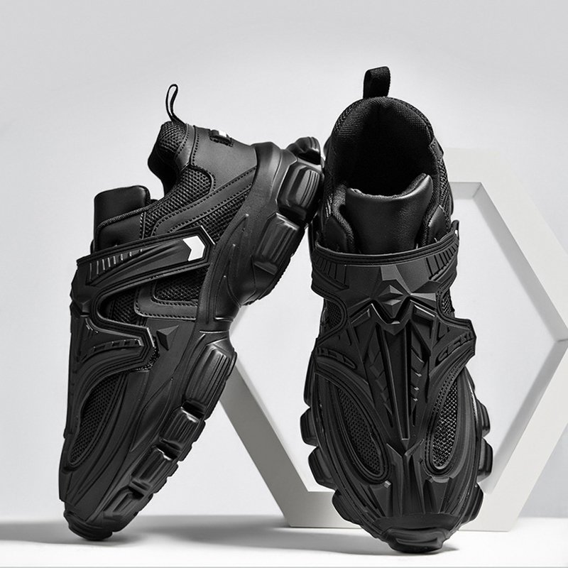 Lace-up Velcro Sneakers Black - Image 5