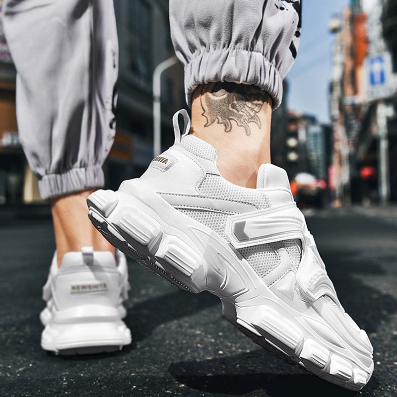 Lace-up Velcro Sneakers White - Image 3