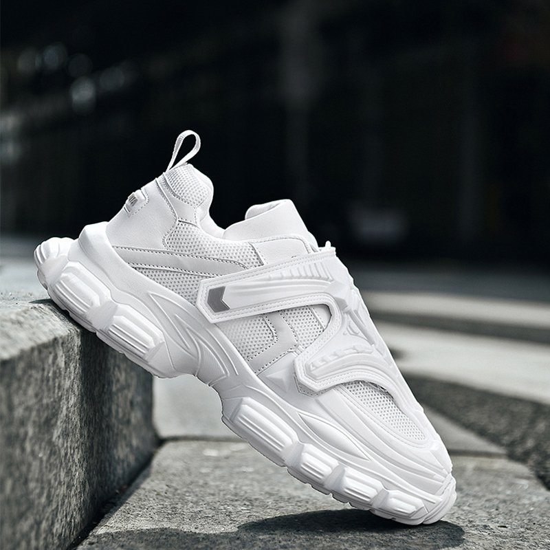 Lace-up Velcro Sneakers White - Image 5