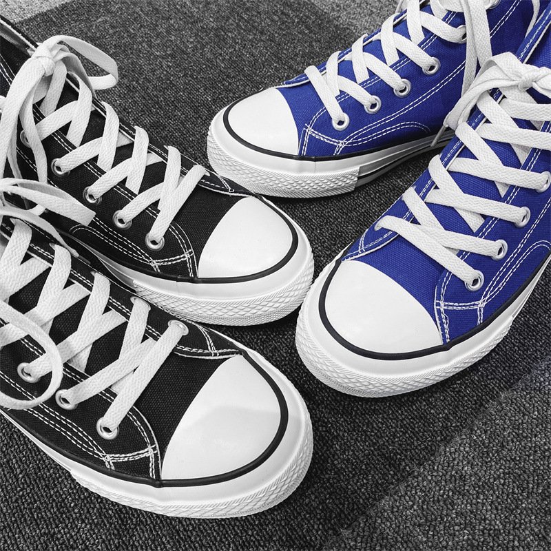 Men High Top Letter C Canvas Shoes Blue - Image 4