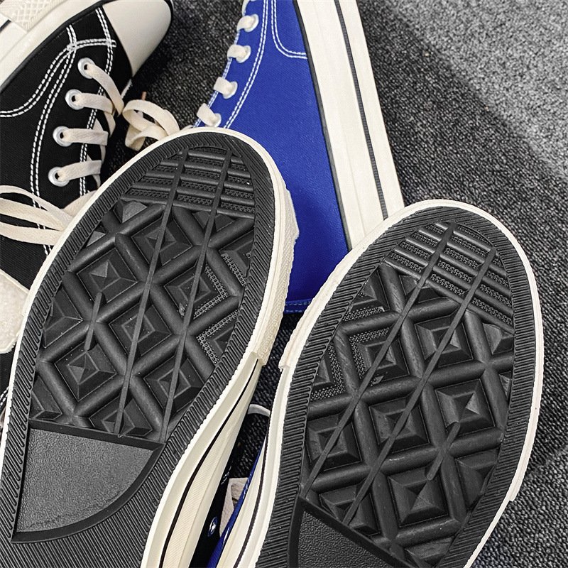 Men High Top Letter C Canvas Shoes Blue - Image 5