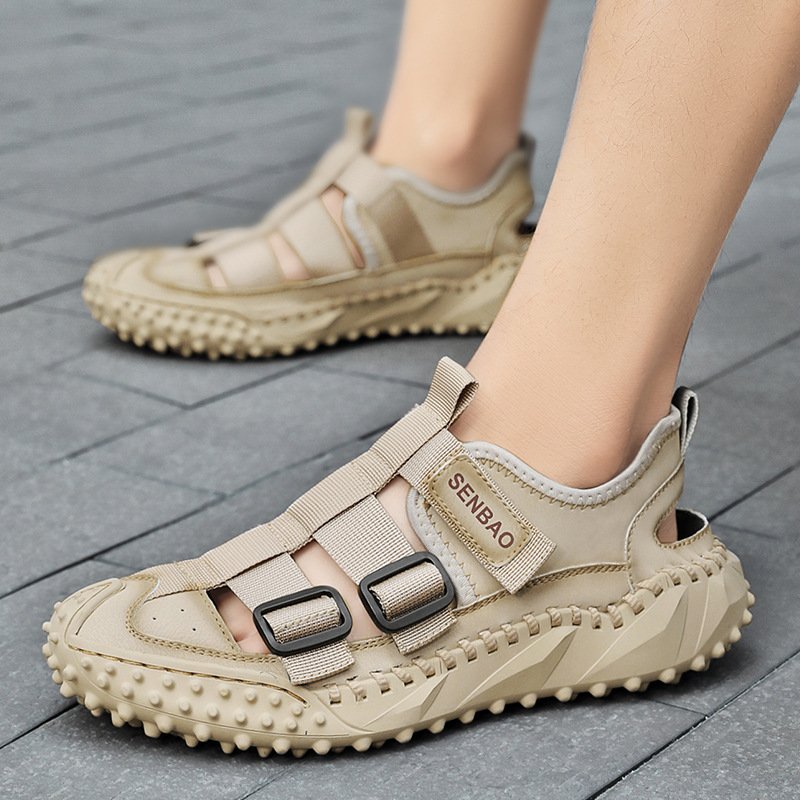 Men Leather Upper Sandals Beige - Image 3