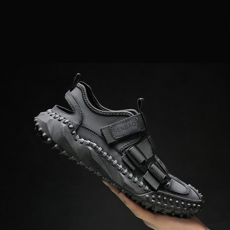 Men Leather Upper Sandals Black - Image 4