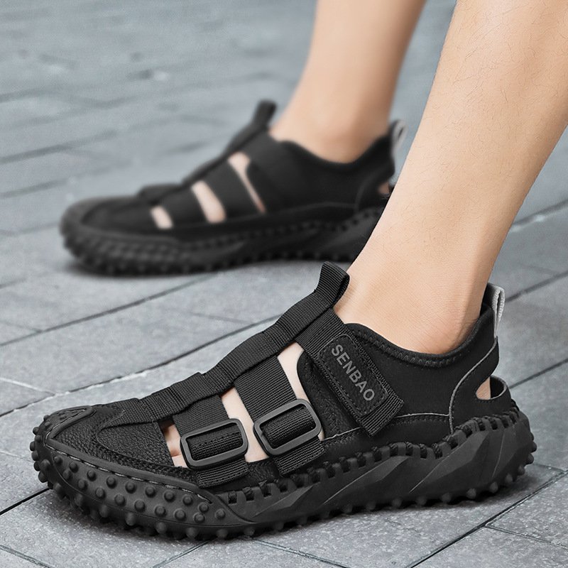 Men Leather Upper Sandals Black - Image 5