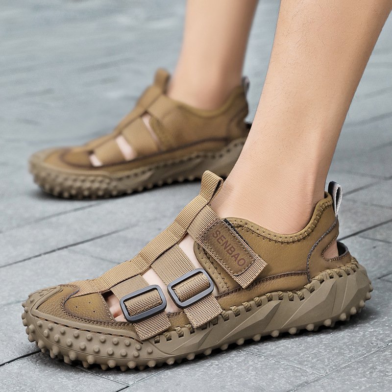Men Leather Upper Sandals Brown - Image 5