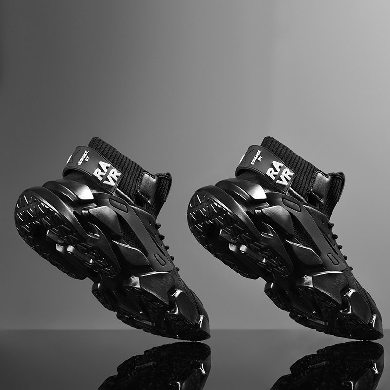 Men Mesh High Top Sneakers Black - Image 3