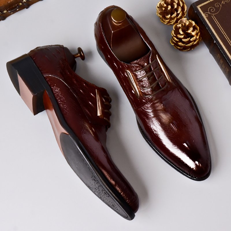 Men Crocodile Print Business Oxfords - Image 5