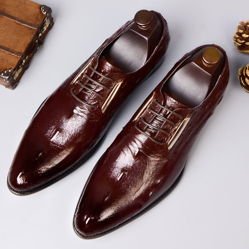 Men Crocodile Print Business Oxfords - Image 4