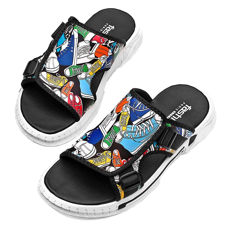 Men Graffiti Trend Outer Wear Slippers - Image 5