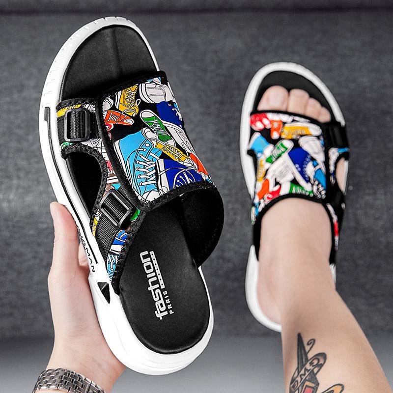 Men Graffiti Trend Outer Wear Slippers - Image 4