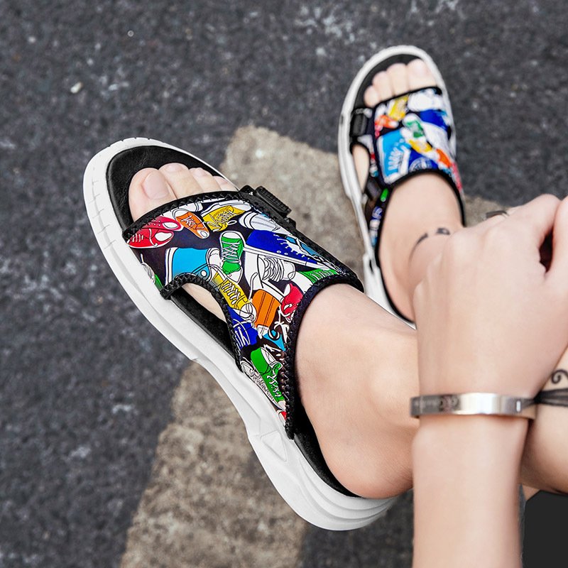 Men Graffiti Trend Outer Wear Slippers - Image 3