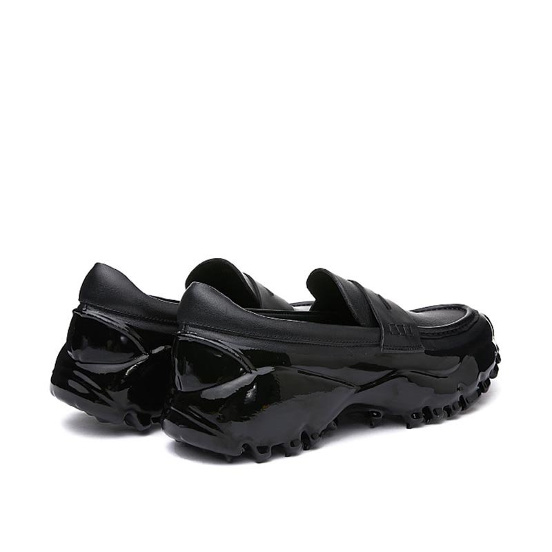Platform Drop Rubber Sole Loafers Black - Image 4