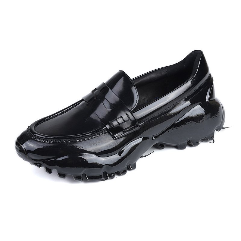 Platform Drop Rubber Sole Loafers Black - Image 5