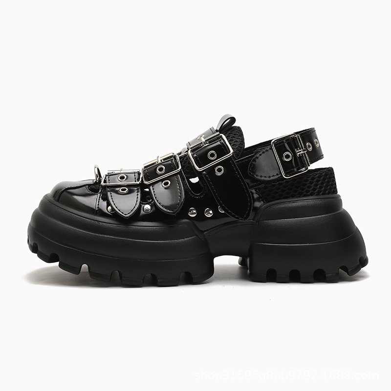Punk Button Stud Cutout Sandals - Image 3