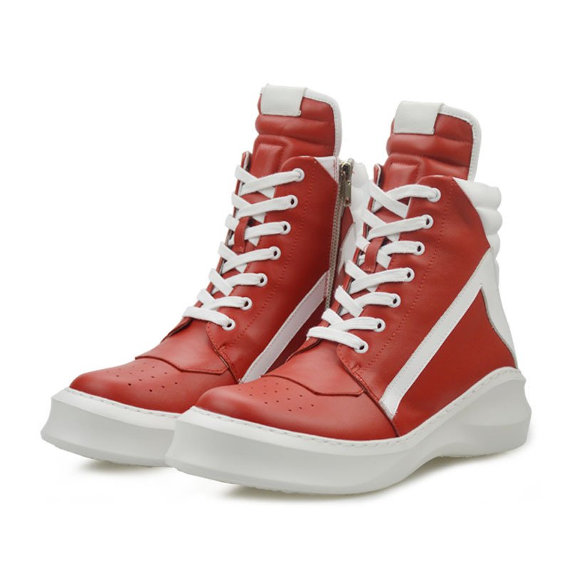 Thick-soled High-top Casual Shoes Red - Image 5