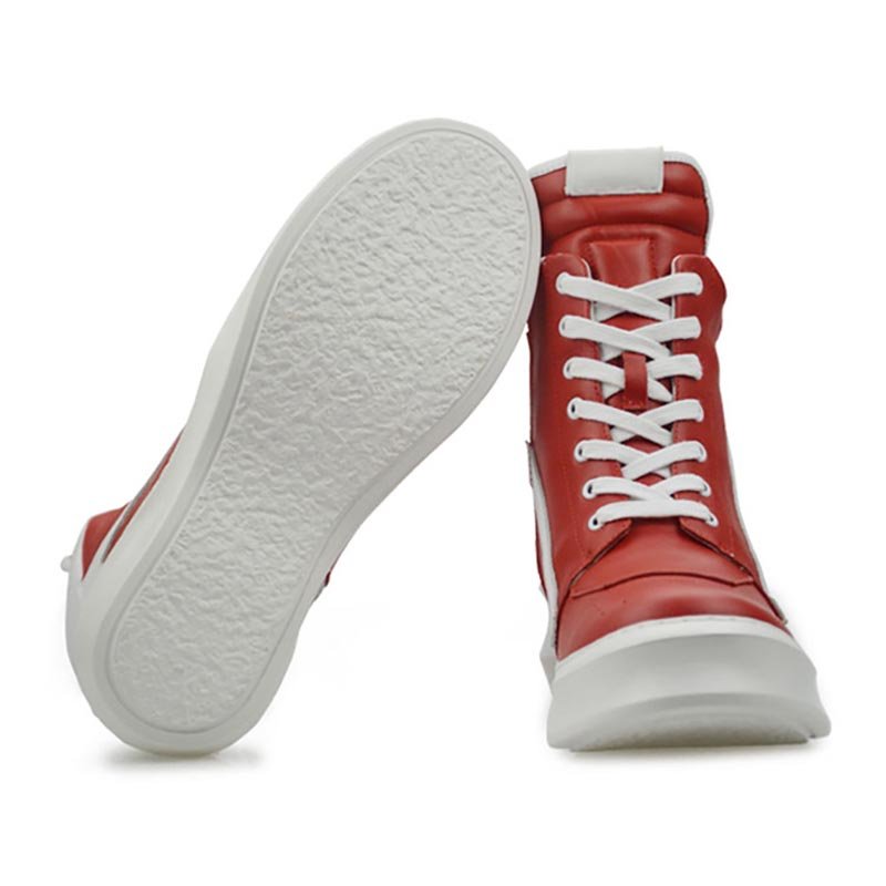 Thick-soled High-top Casual Shoes Red - Image 3