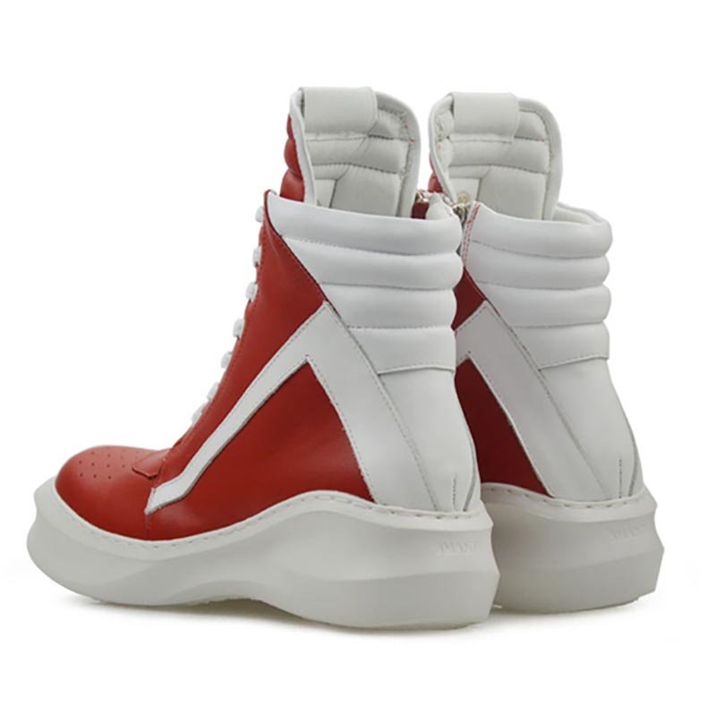 Thick-soled High-top Casual Shoes Red - Image 4