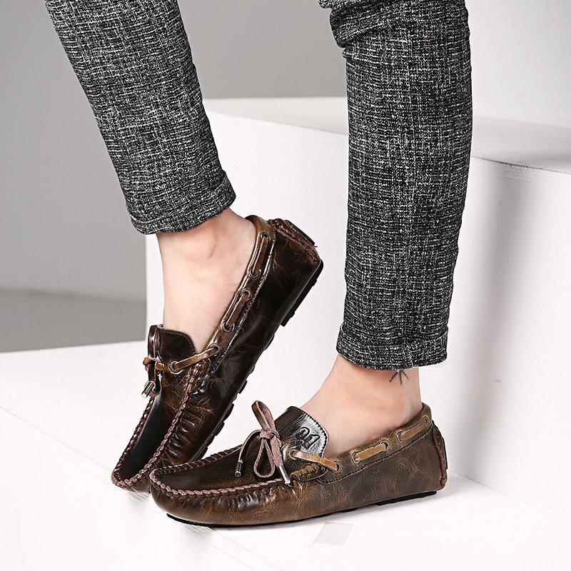 Vintage Lace-up Slip-on Loafers - Image 3