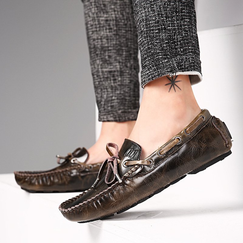 Vintage Lace-up Slip-on Loafers - Image 4