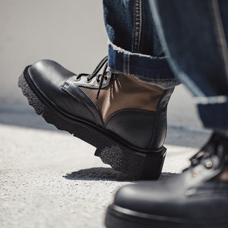 Vintage Patchwork Thickness Martin Boots Black - Image 3