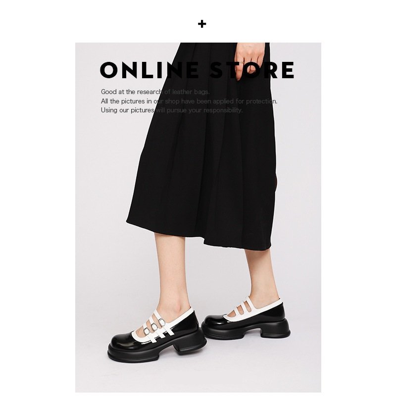 Women Black and White Leather Shoes - Image 4