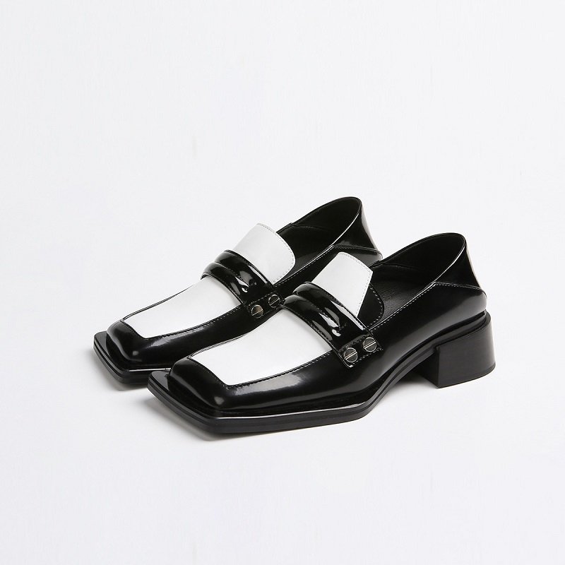 Women Black and White Loafers - Image 6