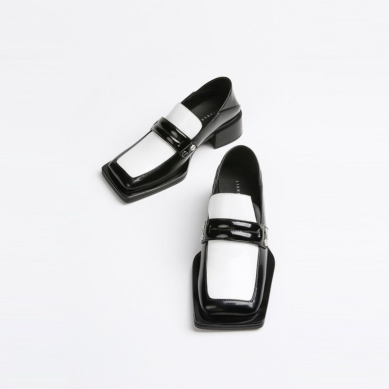 Women Black and White Loafers - Image 4