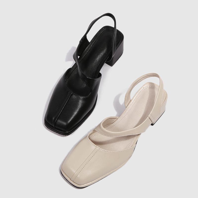 Women Chunky Heel Simple Cutout Single Shoes - Image 5