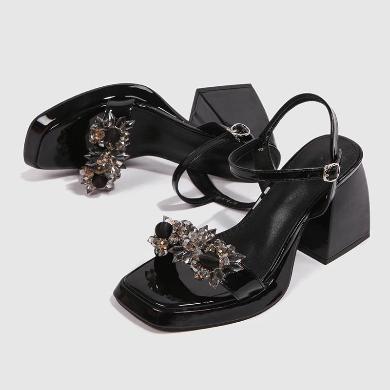 Women Crystal Chunky Heels - Image 4