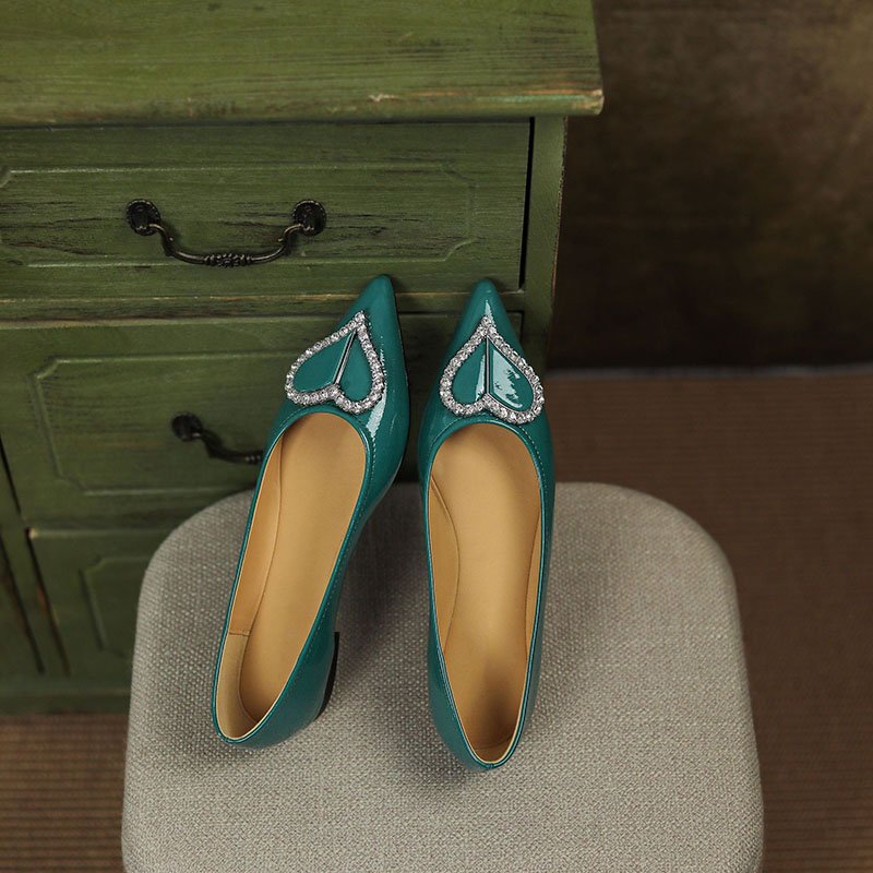 Women Heart Rhinestone Single Shoes - Image 5