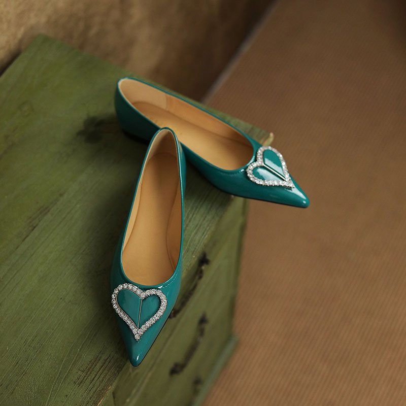 Women Heart Rhinestone Single Shoes - Image 4
