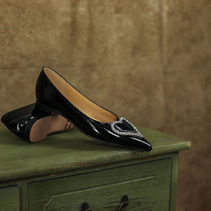 Women Heart Rhinestone Single Shoes - Image 3