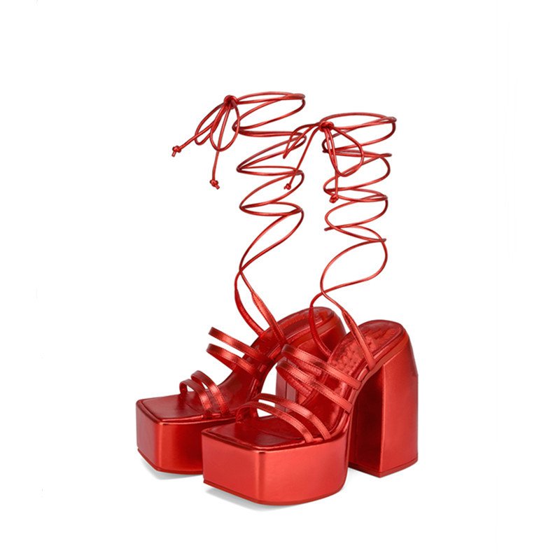 Women Lace-up High Heels - Image 3