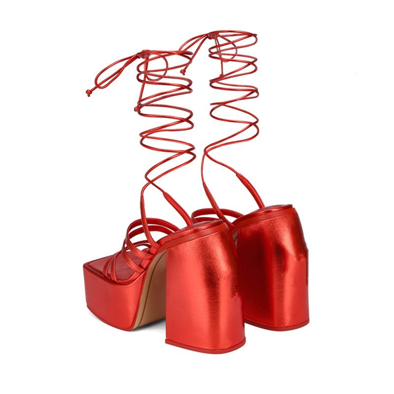 Women Lace-up High Heels - Image 4