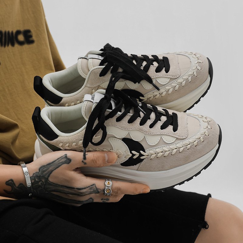 Lace-up Platform Casual Shoes Beige - Image 4
