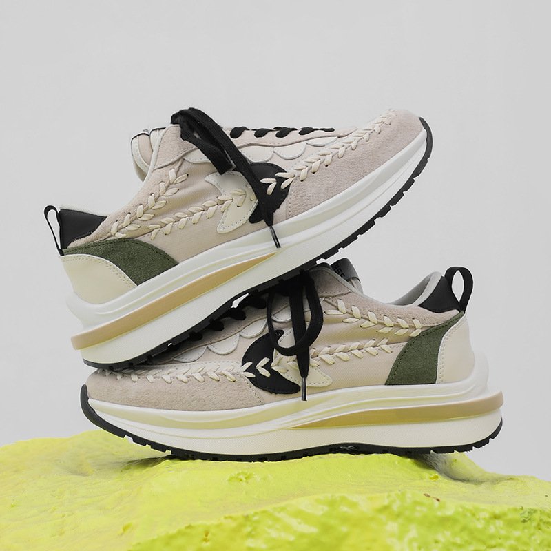 Lace-up Platform Casual Shoes Beige - Image 5