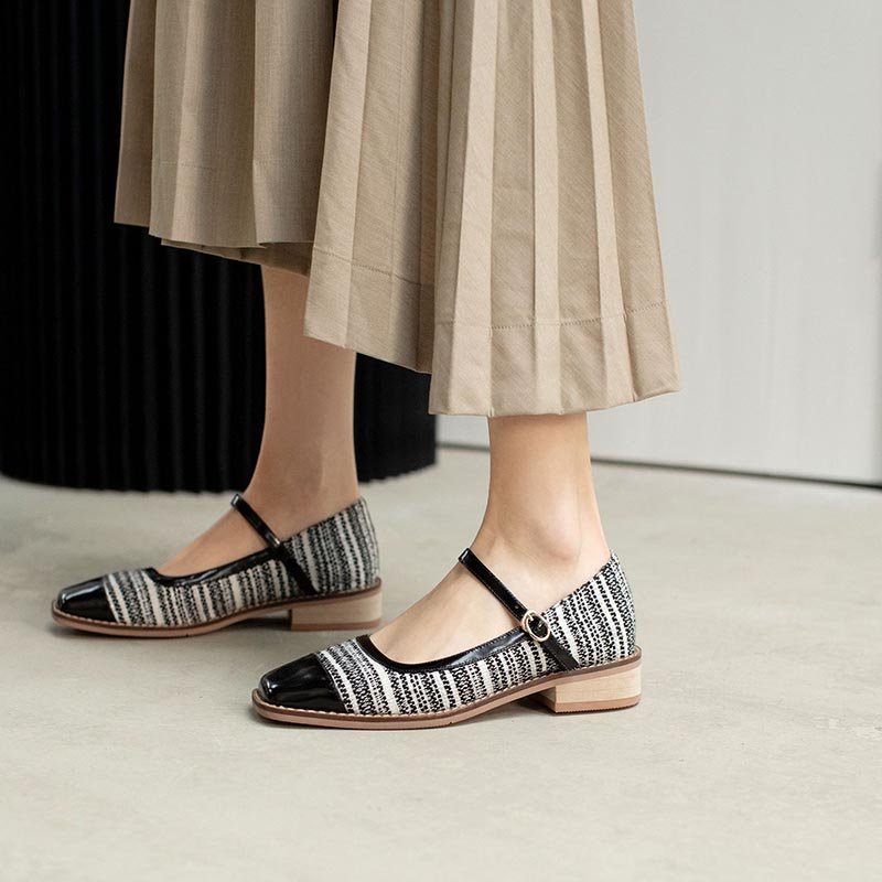 Women Patchwork Check Shoes - Image 3