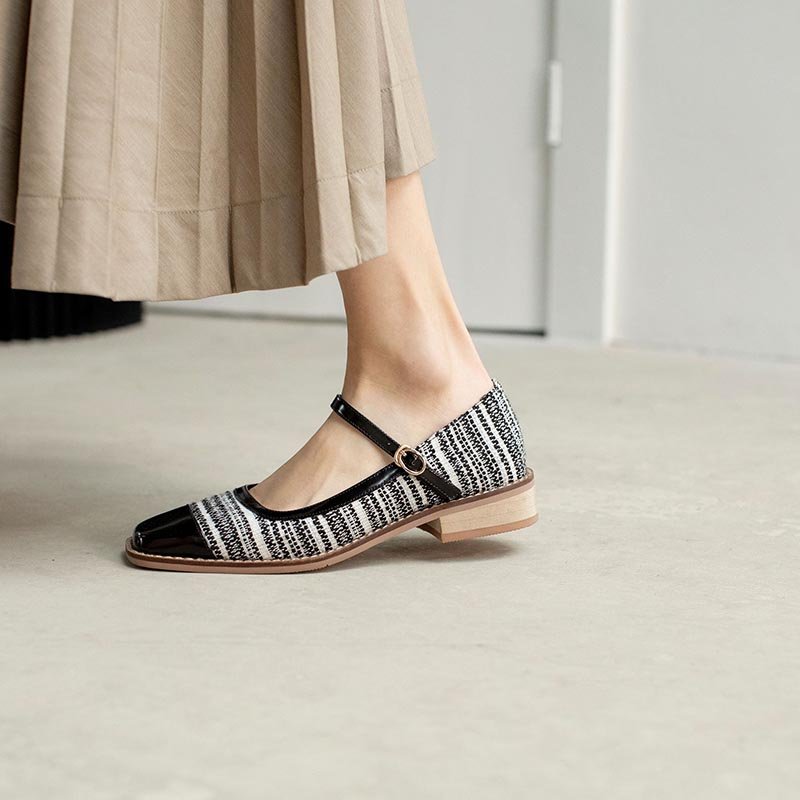 Women Patchwork Check Shoes - Image 4