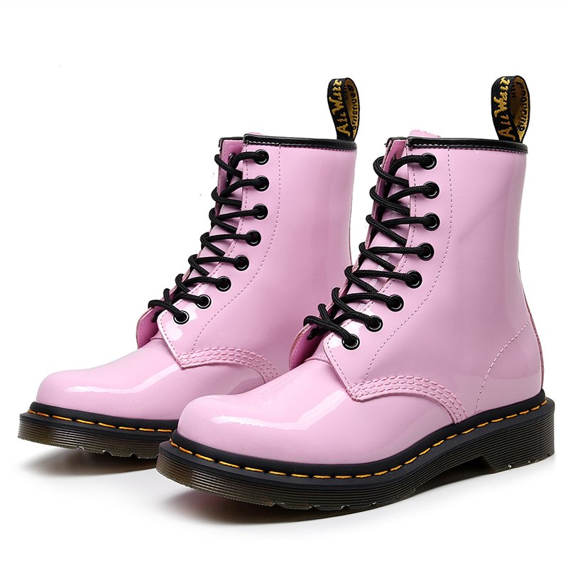 Women Patent Leather British Boots Pink - Image 3