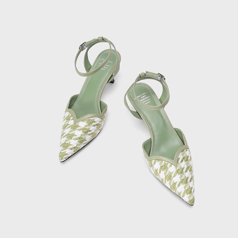 Women Plaid Colorblock High Heels - Image 5