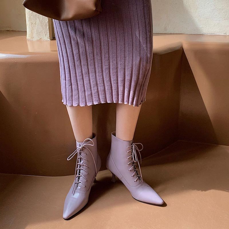 Women Pointed Toe High Heel Ankle Boots - Image 3