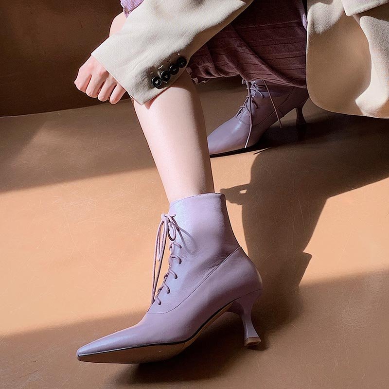 Women Pointed Toe High Heel Ankle Boots - Image 4