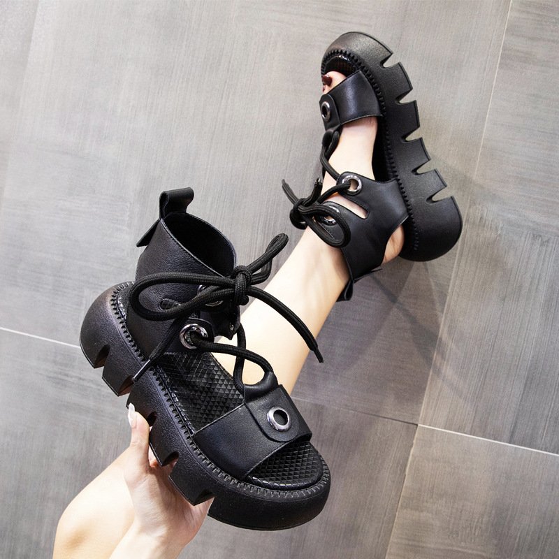 Women Leather Platform Roman Sandals - Image 4