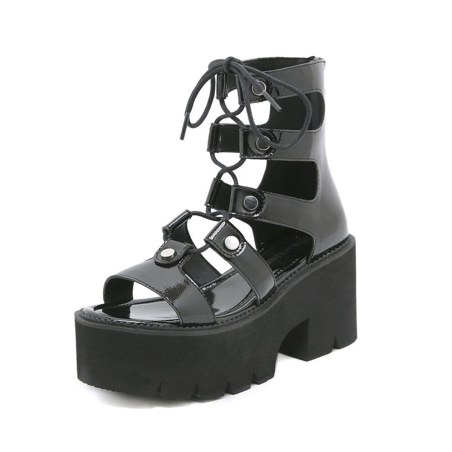 Women Cross Strap Cutout Platform Sandals