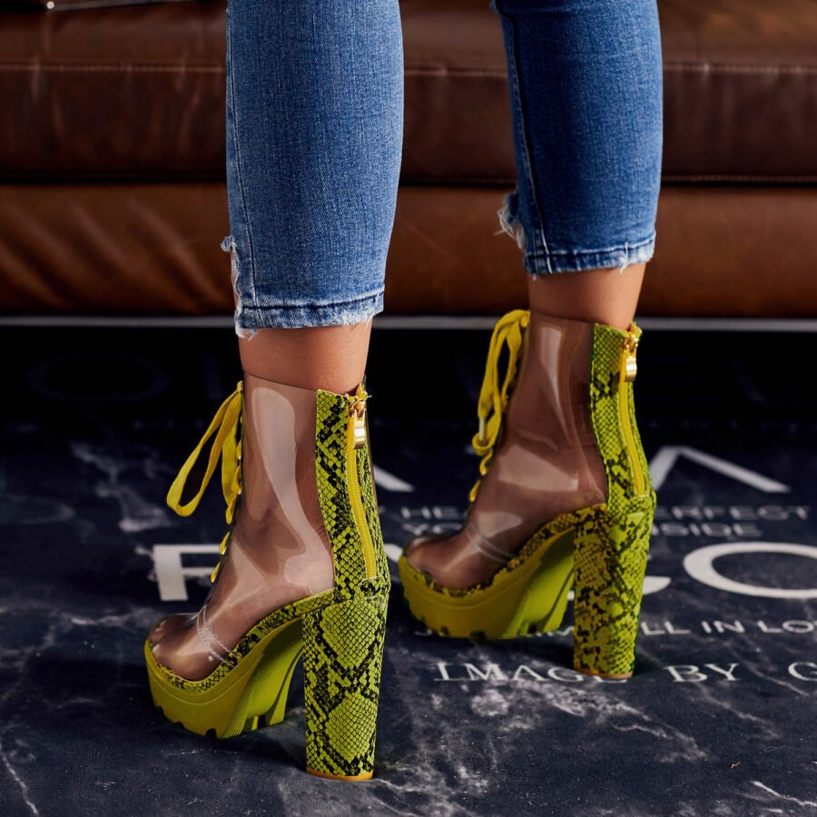 Women Transparent Lace-Up Platform Sandals - Image 4