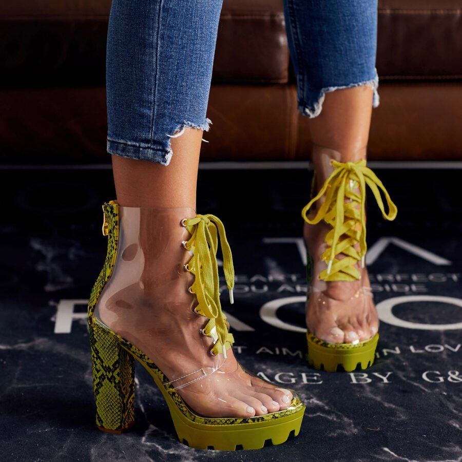 Women Transparent Lace-Up Platform Sandals - Image 3