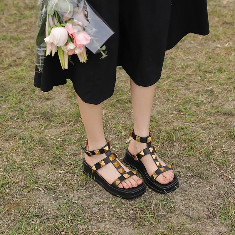 Women Studded Roman Platform Sandals - Image 6