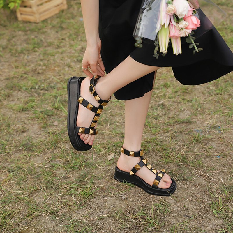 Women Studded Roman Platform Sandals - Image 5