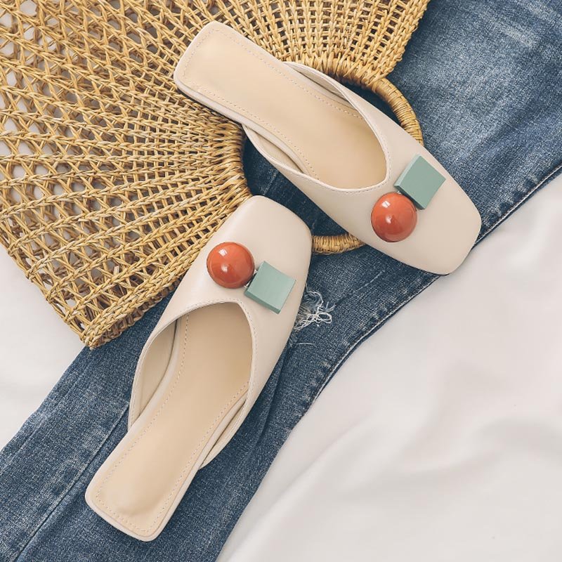 Women Square Toe Geometric Slippers - Image 4